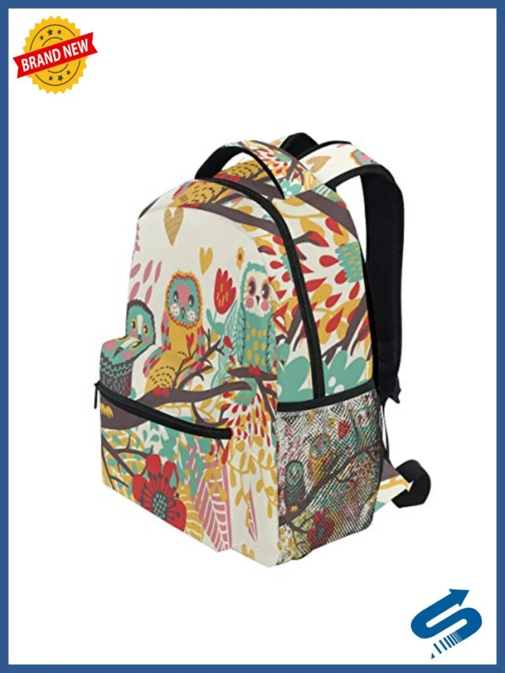 School Backpack Cute Owls on Branch Bookbag for Boys Girls Travel Bag
